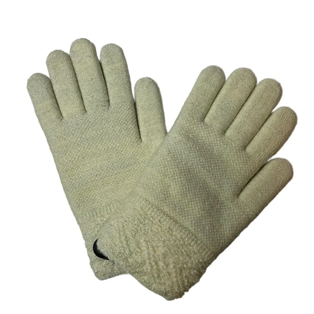 Steve Madden Gloves One Size Women's Ivory Lurex Sparkle Metallic Ivory Knit